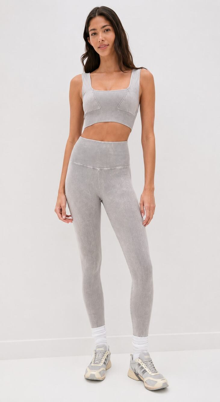 FP Movement Good Karma Square Neck Sports Bra Leggings Set Gray XS